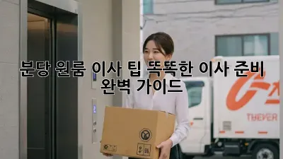 분당 원룸 이사 팁: 똑똑한 이사 준비 완벽 가이드